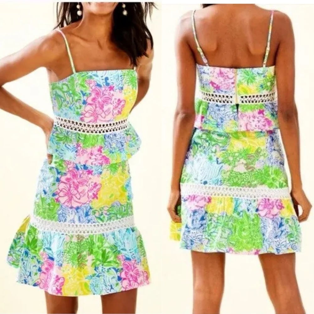 Women’s Lilly Pulitzer Cheek To Cheek Jan Crop Top and Skirt Set size 00
